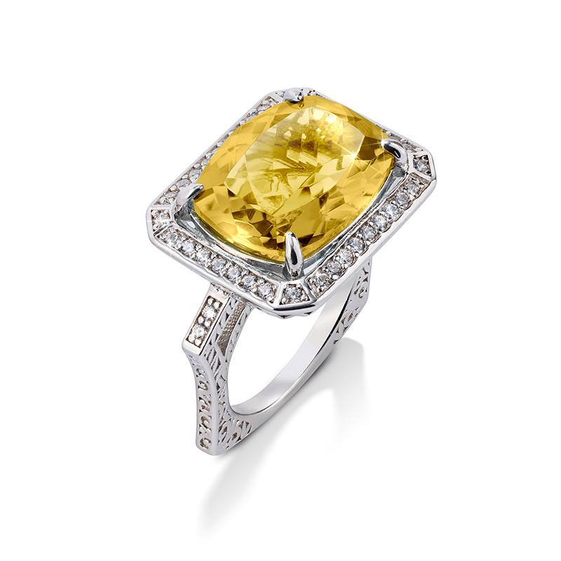 Rainbow Collection Citrine Pendant, Chain & Ring